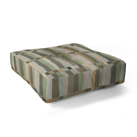 Ninola Design Modern Stripes Green Bog Floor Pillow Square