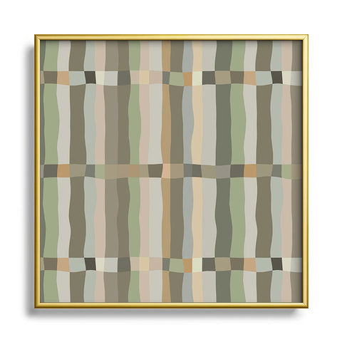Ninola Design Modern Stripes Green Bog Square Metal Framed Art Print