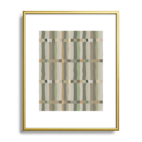 Ninola Design Modern Stripes Green Bog Metal Framed Art Print
