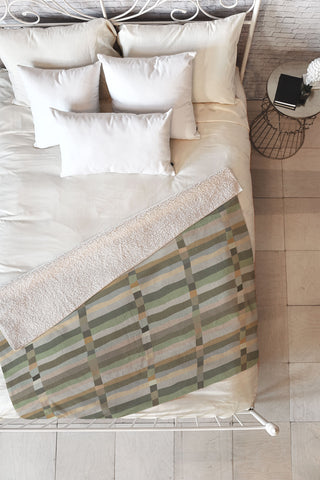 Ninola Design Modern Stripes Green Bog Fleece Throw Blanket