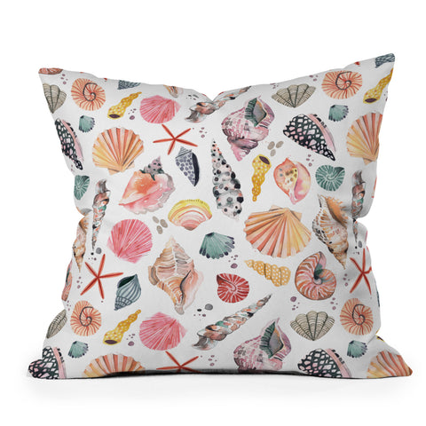 Ninola Design Moroccan Sea Shells Orange Outdoor Throw Pillow