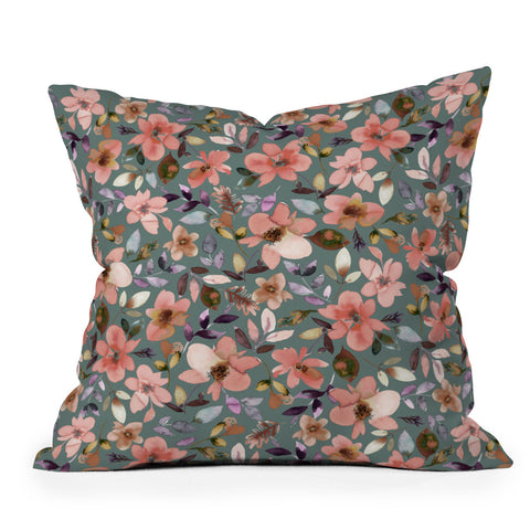 Ninola Design Moroccan Tropical Flowers Outdoor Throw Pillow