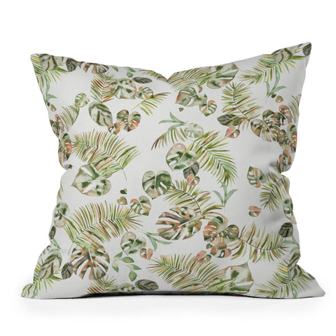 Ninola Design Moroccan Tropical Leaves Outdoor Throw Pillow
