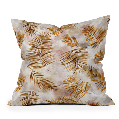 Ninola Design Moroccan Watery Palms Gold Outdoor Throw Pillow
