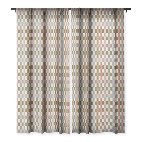 Ninola Design Multicolored Checker Natural Sheer Window Curtain
