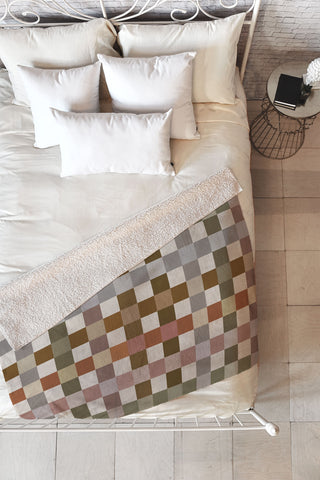 Ninola Design Multicolored Checker Natural Fleece Throw Blanket
