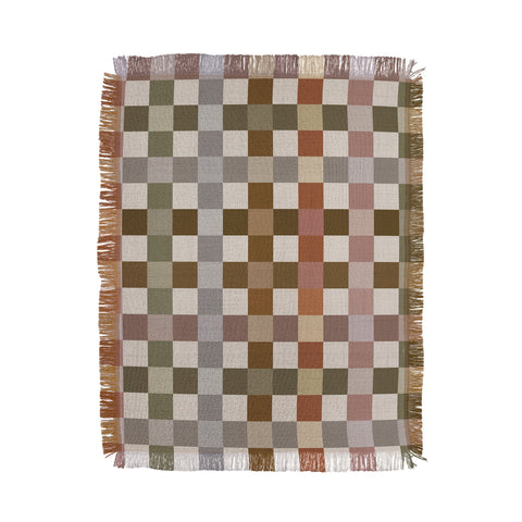 Ninola Design Multicolored Checker Natural Throw Blanket