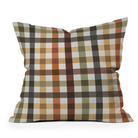 Ninola Design Multicolored Gingham Rustic Ginger Outdoor Throw Pillow