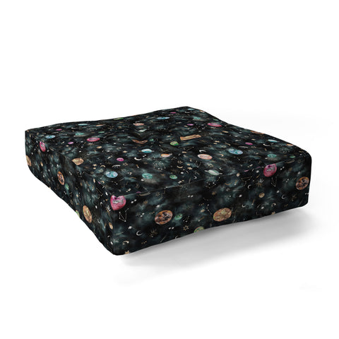 Ninola Design Mystical Galaxy Black Floor Pillow Square