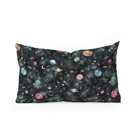 Ninola Design Mystical Galaxy Black Oblong Throw Pillow