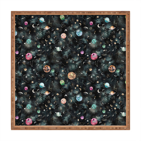 Ninola Design Mystical Galaxy Black Square Tray
