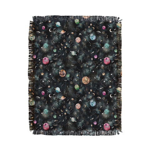Ninola Design Mystical Galaxy Black Throw Blanket