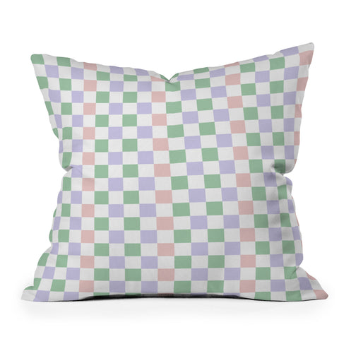 Ninola Design Nostalgic Squares Pastel Outdoor Throw Pillow