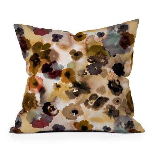 Ninola Design Ombre flowers Gold Outdoor Throw Pillow