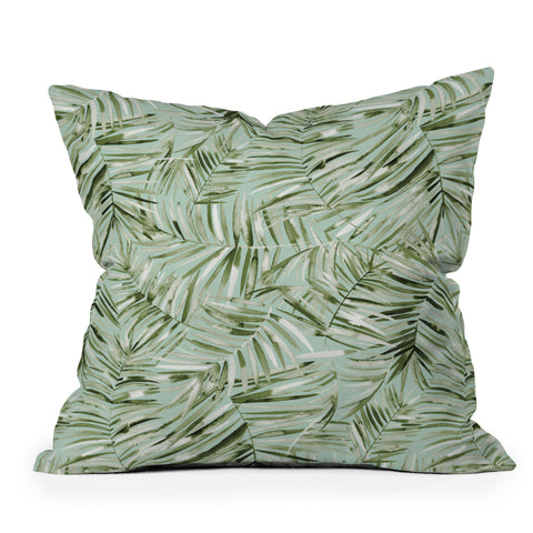 Ninola Design Palms branches soft green Outdoor Throw Pillow