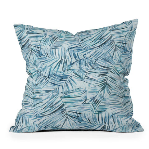 Ninola Design Palms branches summer blue Outdoor Throw Pillow