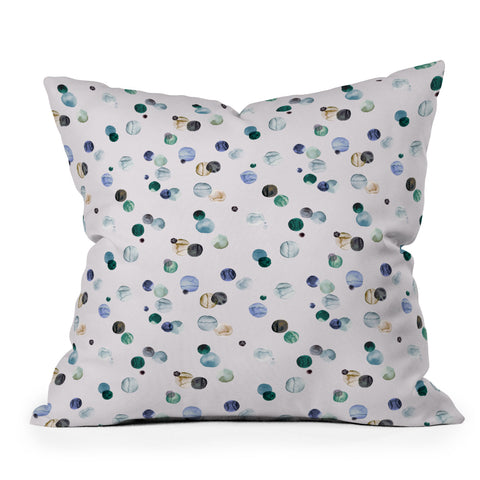 Ninola Design Polka dots blue Outdoor Throw Pillow