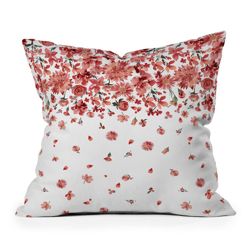 Ninola Design Prairie flowers countryside Red Outdoor Throw Pillow