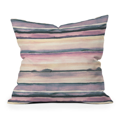 Ninola Design Relaxing Stripes Mineral Lilac Outdoor Throw Pillow