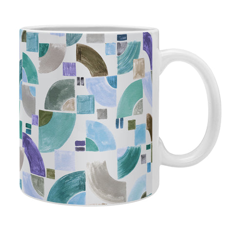 Ninola Design Retro Fusion Geometry Blue Coffee Mug