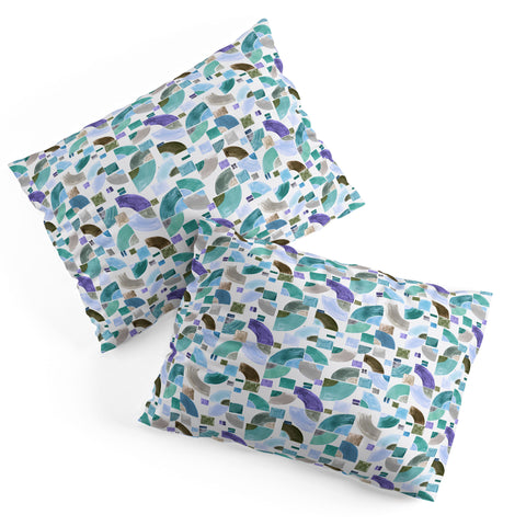 Ninola Design Retro Fusion Geometry Blue Pillow Shams