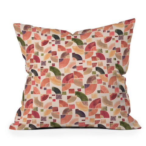 Ninola Design Retro Fusion Geometry Red Throw Pillow