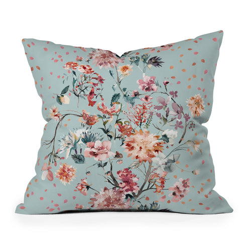 Ninola Design Romantic Bouquet Blue Outdoor Throw Pillow