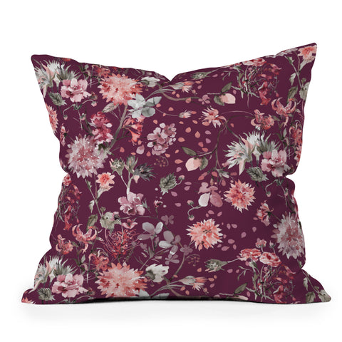 Ninola Design Romantic Bouquet Purple Outdoor Throw Pillow