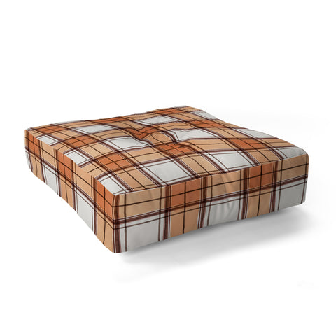 Ninola Design Rustic Geometric Checks Rust Floor Pillow Square