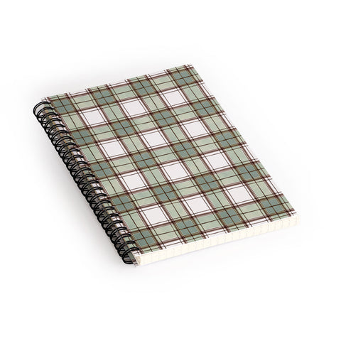 Ninola Design Rustic Geometric Checks Sage Green Spiral Notebook