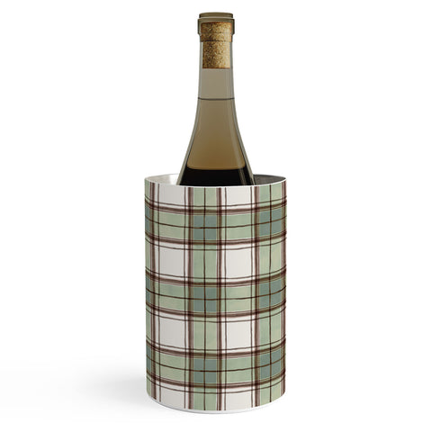 Ninola Design Rustic Geometric Checks Sage Green Wine Chiller