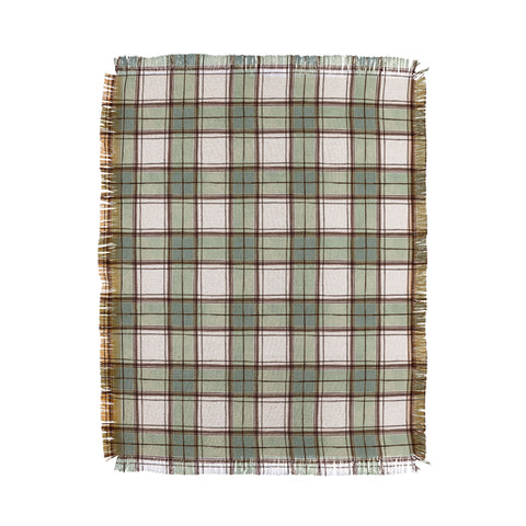 Ninola Design Rustic Geometric Checks Sage Green Throw Blanket