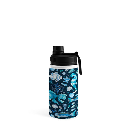 Ninola Design Sea Fishes Shells Blue Water Bottle