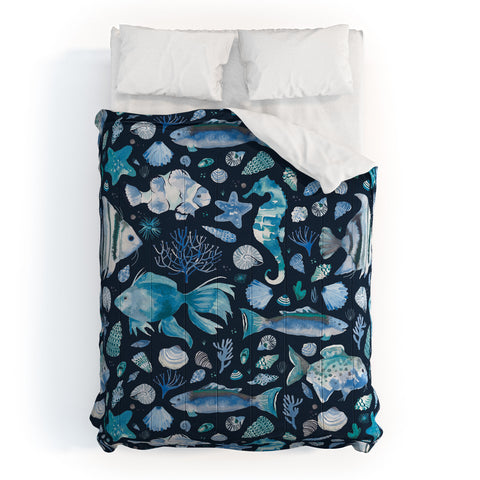 Ninola Design Sea Fishes Shells Blue Comforter