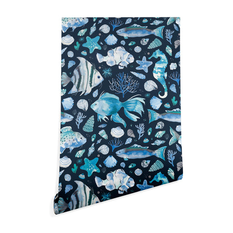 Ninola Design Sea Fishes Shells Blue Wallpaper