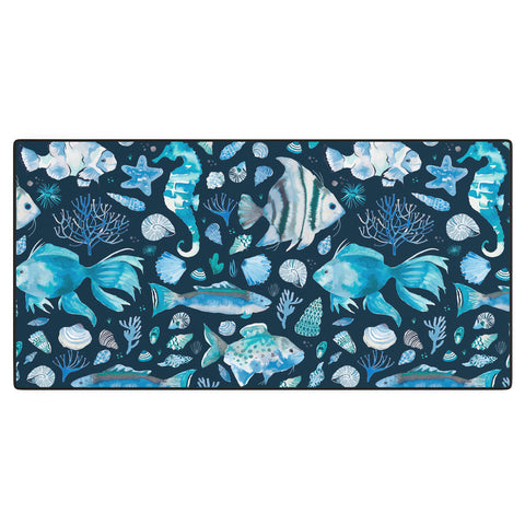 Ninola Design Sea Fishes Shells Blue Desk Mat