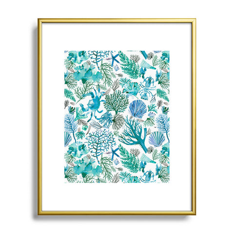 Ninola Design Sea Ocean Corals Reef Metal Framed Art Print