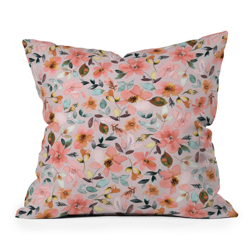 Ninola Design Serenity flowers Pink Romance Outdoor Throw Pillow