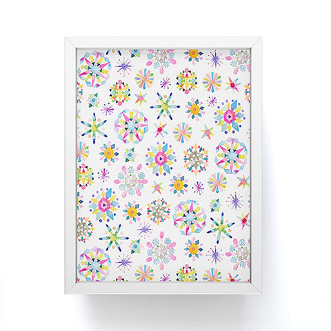 Ninola Design Snow Crystals Stars Multicolored Framed Mini Art Print