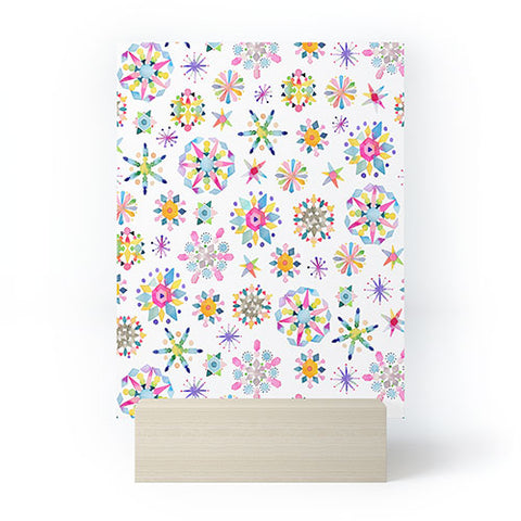 Ninola Design Snow Crystals Stars Multicolored Mini Art Print