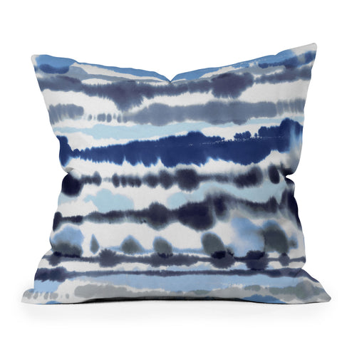 Ninola Design Soft relaxing lines blue Outdoor Throw Pillow