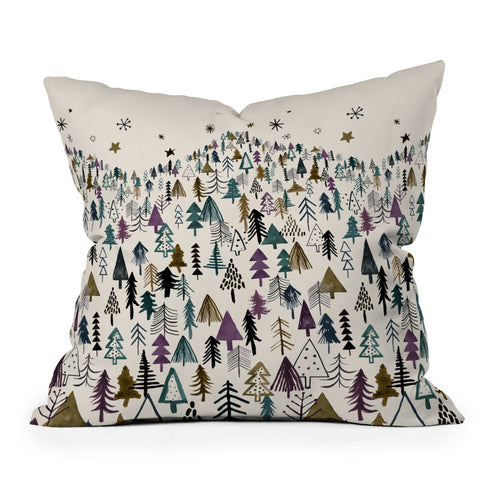 Ninola Design Trees Forest Night Outdoor Throw Pillow