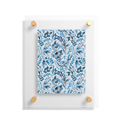 Ninola Design Watercolor Relax Blue Leaves Floating Acrylic Print