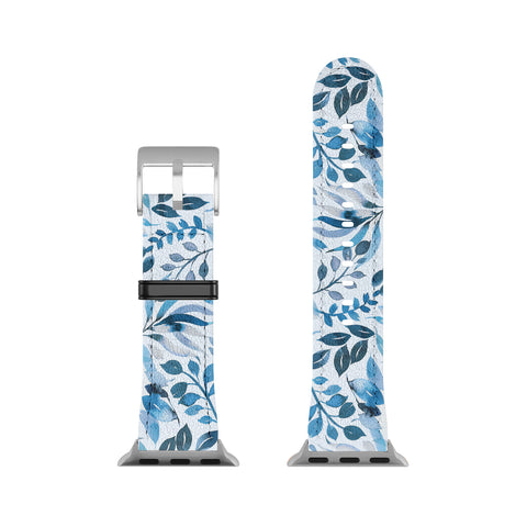 Ninola Design Watercolor Relax Blue Leaves Apple Watch Band