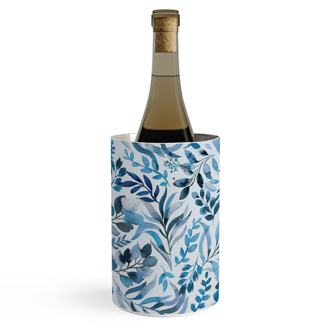 Ninola Design Watercolor Relax Blue Leaves Wine Chiller