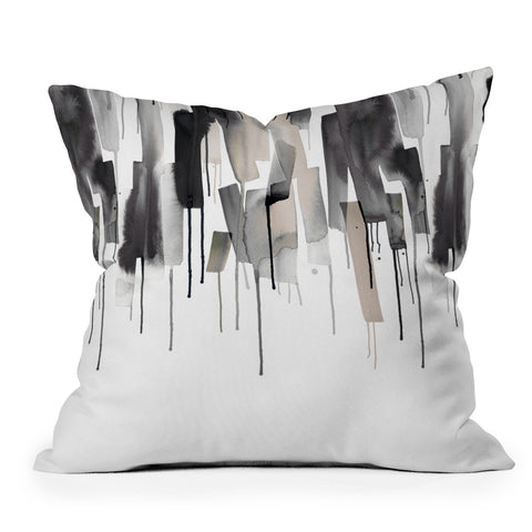Ninola Design Watery stripes border Black Outdoor Throw Pillow