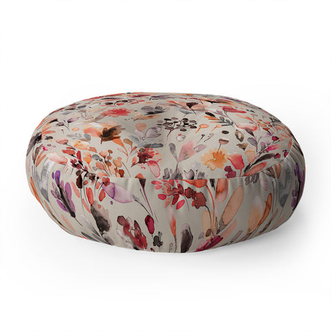 Ninola Design Wild Flowers Meadow Autumn Floor Pillow Round
