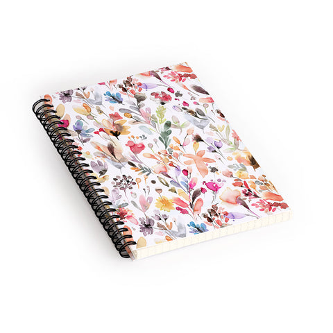 Ninola Design Wild Flowers Meadow Red Spiral Notebook