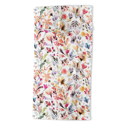 Ninola Design Wild Flowers Meadow Red Beach Towel