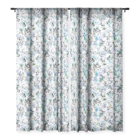Ninola Design Wild Grasses Blue Sheer Window Curtain